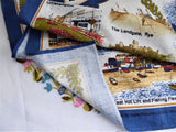 Vintage Sussex Coast Tea Towel 1970s Brighton Worthing Beachy Head Colourful Cotton