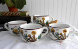 Villeroy And Boch Botanica 4 Cups And Saucers Botanical Names Stoneware 1980s