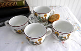 Villeroy And Boch Botanica 4 Cups And Saucers Botanical Names Stoneware 1980s