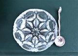 Open Salt West Germany Round Circles Leaves Salt Dip 1980s Faceted Glass