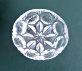 Open Salt West Germany Round Circles Leaves Salt Dip 1980s Faceted Glass