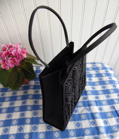 Black Velvet Beaded Purse Handbag 1980s Beaded Bag Art Nouveau Style E –  Antiques And Teacups