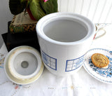 Blue And White Stoneware Cookie Jar Biscuit Jar Kitchen Canister 1980s