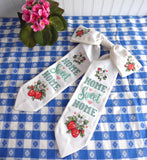 Cross Stitch Door Bow Wreath Bow Decor Strawberries 1980s Finished Home Sweet Home