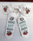 Cross Stitch Door Bow Wreath Bow Decor Strawberries 1980s Finished Home Sweet Home