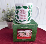 Christmas Mug Holly Jesus Is The Reason 1980s Retro Cocoa Tea Coffee Holiday