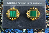 Renaissance Revival Green Malachite Earrings Clips Museum Of Fine Arts 1980s