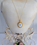 Forget Me Not Porcelain Pendant 1980s Blue And White 24kt Gold Plated Royal Adderley