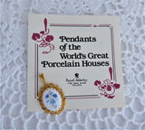 Forget Me Not Porcelain Pendant 1980s Blue And White 24kt Gold Plated Royal Adderley