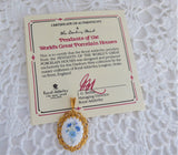 Forget Me Not Porcelain Pendant 1980s Blue And White 24kt Gold Plated Royal Adderley