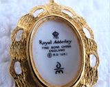 Forget Me Not Porcelain Pendant 1980s Blue And White 24kt Gold Plated Royal Adderley