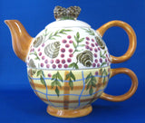 Pinecones Tea For One Teapot Fitted Cup By Danna Cullen 1980s Breakfast Cup