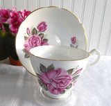 Pretty Pink Roses 1980s Cup And Saucer Royal Ascot English Bone China