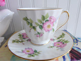 Duchess Pink Wild Rose Cup and Saucer English Bone China 1980s Dog Roses