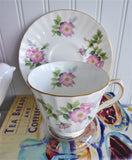 Duchess Pink Wild Rose Cup and Saucer English Bone China 1980s Dog Roses