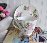 Duchess Pink Wild Rose Cup and Saucer English Bone China 1980s Dog Roses