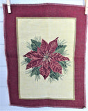 Christmas Poinsettia Tapestry Panel 1980s Placemat Quilt Holiday Decor Hanging