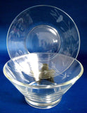 Mayonnaise Bowl With Under Plate Floral Etched 1980s Princess House Heritage Serving Bowl