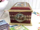 English Coaching Scenes Tea Tin Red And Gold Treasure Chest Tin Canister 1960s Biscuit Tin