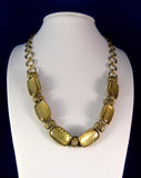 Renaissance Revival Necklace And Earrings Liz Claiborne Fancy Glass Top 1980s Clip