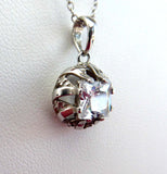 Pendant Necklace Princess Cut Square CZ Diamond Sterling Silver Mount Chain