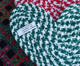 Christmas Colors 2 Braided Trivets 1980s Red Green Country Hearts Retro Mug Mats