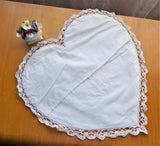Embroidered Heart Shape Pillow Sham 1980s Lily Of The Valley Cutwork Bobbin Lace