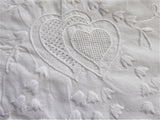 Embroidered Heart Shape Pillow Sham 1980s Lily Of The Valley Cutwork Bobbin Lace