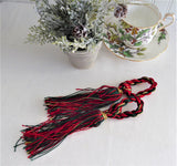 Pair Tassels Christmas Colors 1980s Red Gold Green Holiday Ornaments Napkin Rings