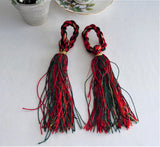 Pair Tassels Christmas Colors 1980s Red Gold Green Holiday Ornaments Napkin Rings