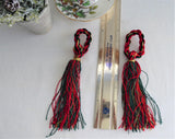 Pair Tassels Christmas Colors 1980s Red Gold Green Holiday Ornaments Napkin Rings