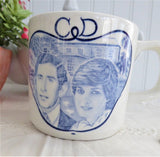 Prince Charles Princess Diana Royal Wedding Blue Transferware Mug Adams 1981