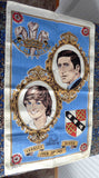 Tea Towel Royal Wedding Charles Diana 1981 Linen Blue Dish Towel
