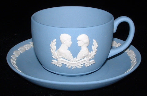 Prince Charles And Lady Diana Cup And Saucer Wedgwood Jasper Wedding 1981