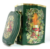 Tea Tin Christmas 1981 Green Gold Daher For Avon Tea Caddy Canister