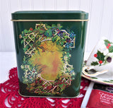 Tea Tin Christmas 1981 Green Gold Daher For Avon Tea Caddy Canister
