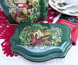 Tea Tin Christmas 1981 Green Gold Daher For Avon Tea Caddy Canister