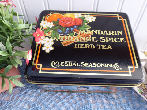 Mandarin Orange Spice Tea Tin 1982 Celestial Seasonings Tea Storage Asian Oranges Geisha