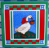Christmas Colors 1985 Goose Tile Trivet Retro Country Goose Mid Century Willetts