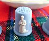 Christmas 1986 Wedgwood Jasperware Thimbles Set Of 3 Sewing Thimble Blue White