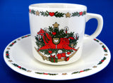 Christmas Cup And Saucer Rocking Horse Tree Toys 1980s Holiday