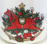 Christmas Cup And Saucer Rocking Horse Tree Toys 1980s Holiday