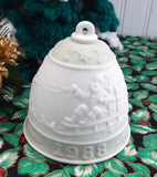 Green Lladro Christmas 1988 Bell Santa Sleigh Reindeer Christmas Ornament Holiday Decor