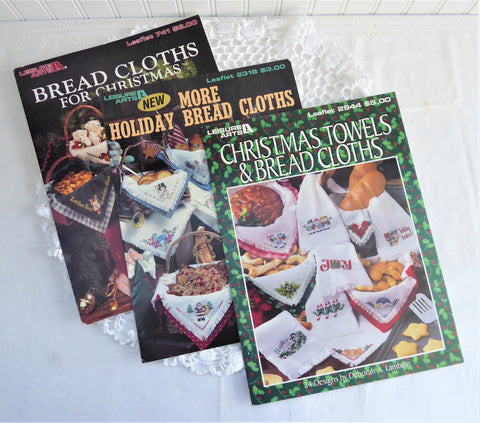 Holiday Cross Stitch Charts 3 Bread Cloths Booklets 1990 Patterns Leisure Arts Christmas Color