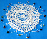 Crocheted Beads Jug Bowl Cover Small England Pitcher Lacy Afternoon Tea