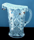 Crocheted Beads Jug Bowl Cover Small England Pitcher Lacy Afternoon Tea
