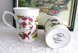 English Village Garden Birds Mug Pair Bone China 1990s Charming Tea Mugs