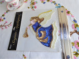 Sequin Angel Appliques Pair Blue Yellow 1990s Hong Kong Christmas Crafts Clothing