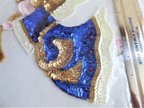 Sequin Angel Appliques Pair Blue Yellow 1990s Hong Kong Christmas Crafts Clothing