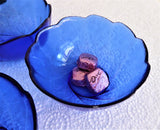 Cobalt Blue Glass Bowls Four Berry Bowls Swirl Dessert Arcoroc France 1990s
